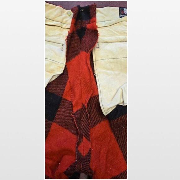 Vintage 1950s Mens Woolrich Wool Pants Outdoors Hunting Red Black Buffalo Plaid - Picture 14 of 16